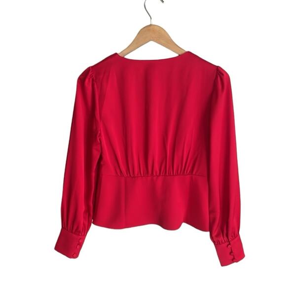 J.Crew Deep V-neck button-front top in satin-backed crepe - Picture 3 of 16